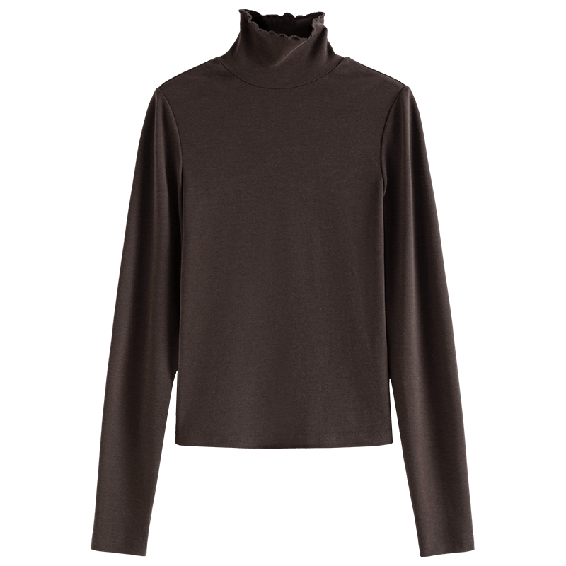 范思蓝恩23FS14619 莫代尔花边高领打底衫女秋冬内搭长袖针织衫