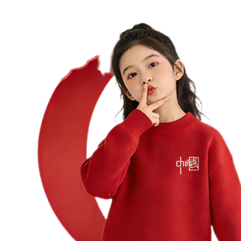 唐狮（TonLion）童装女童加绒卫衣2026马年本命年红色上衣儿童保暖喜庆拜年服 红色24中国KZB 160 高150-160重80-100