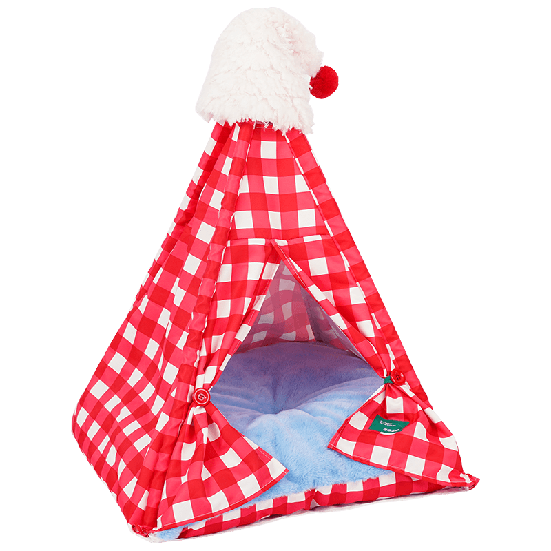 ZEZE新年保暖宠物帐篷宠物屋猫窝半封闭可拆洗垫猫床四季通用狗窝狗床