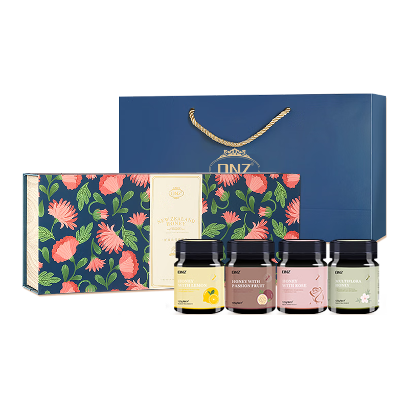 DNZ蜂蜜礼盒 年货 4种口味125g*4瓶新西兰 送朋友员工 高品质营养品