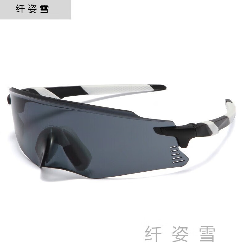 骑行太阳方形墨镜男女炫彩自行车运动太阳镜 纤姿雪 黑框白腿黑灰