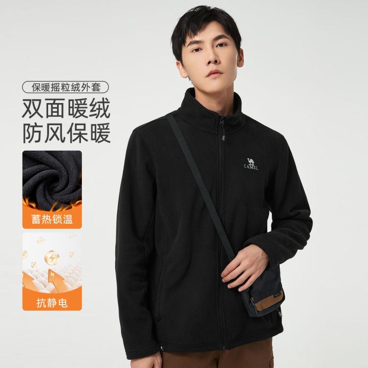 骆驼 户外抓绒衣男秋季抓绒保暖加绒上衣加厚外套男款开胸抓绒衣