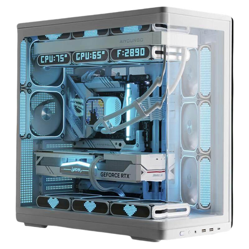 爱国者星璨辰海景房机箱台式机ATX曲面玻璃360水冷游戏电脑大机箱