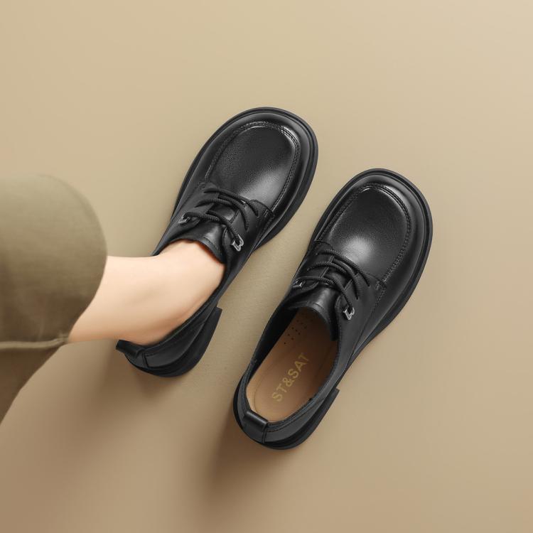 ST&SAT 【矜贵牛皮】舒适一脚蹬办公鞋小皮鞋子女通勤鞋乐福鞋女单鞋女鞋