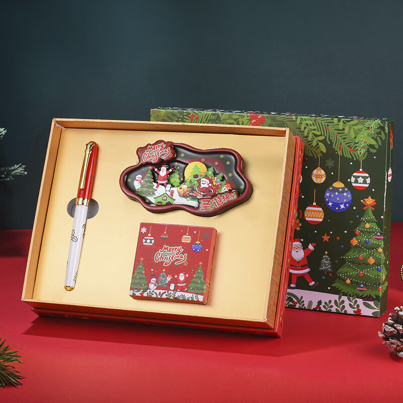 DUKE公爵2026马踏祥云套装6设计新颖气氛款铱金笔钢笔墨水笔自用书写送人自用书写顺滑优选 圣诞冰箱贴套装（红色钢笔）