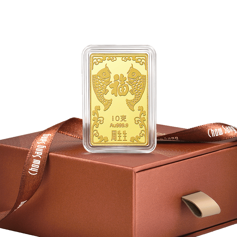 投资金条Au999.9锦鲤送福金片金牌 88394S10 10克