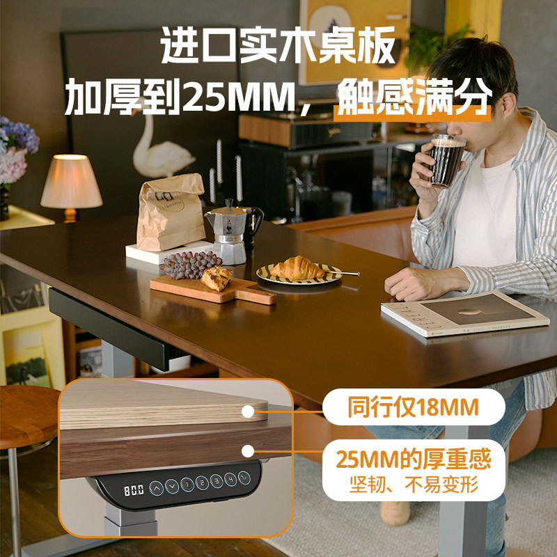 乐歌智能升降桌家用办公实木电脑桌学习桌写字桌办公书桌E6/E5-N