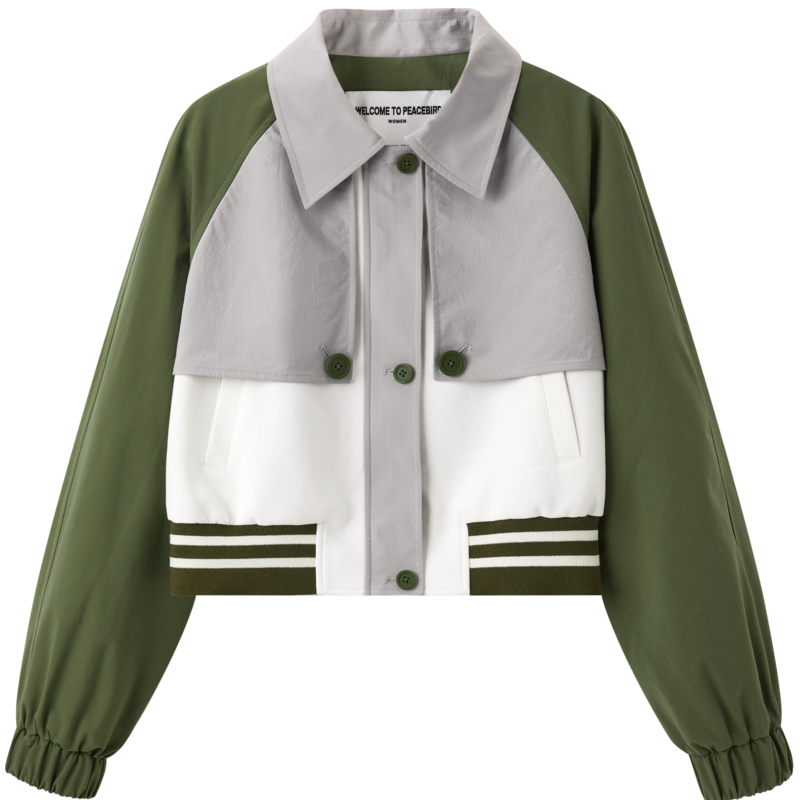 太平鸟 【拼色外套】太平鸟秋街头风轻薄外套女