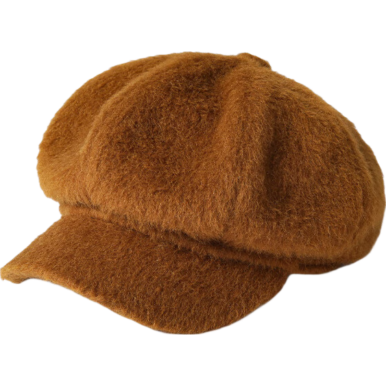 Mr DUCK限量 秘鲁羊驼毛 时尚洋气女士报童帽 秋冬百搭贝雷帽 MW467116-可可暖棕（报童帽） S （52-54cm）