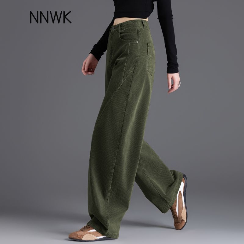 灯芯绒裤子女2025军绿色女裤秋冬休闲高腰条绒裤灯笼裤YS54K4758