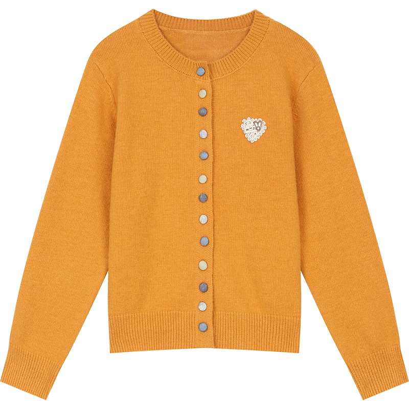 妖精的口袋 2025冬季正肩气质毛衣开衫多彩纽扣设计时髦宽松打底衫