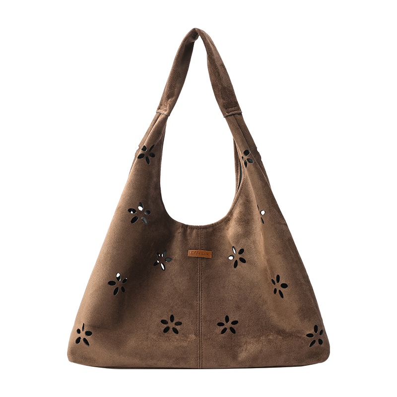 妖精的口袋 2025冬季复古麂皮绒大容量镂空托特包小众高级通勤单肩包