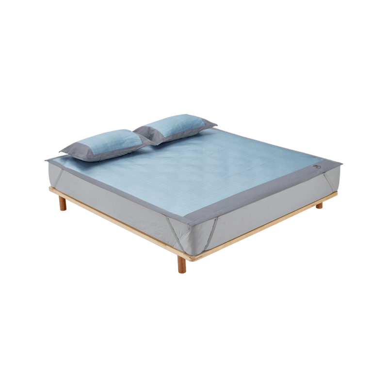 8H sleep凉席春不晚艾草冰丝席床笠款夏季凉席三件套冰蓝色1.8米床