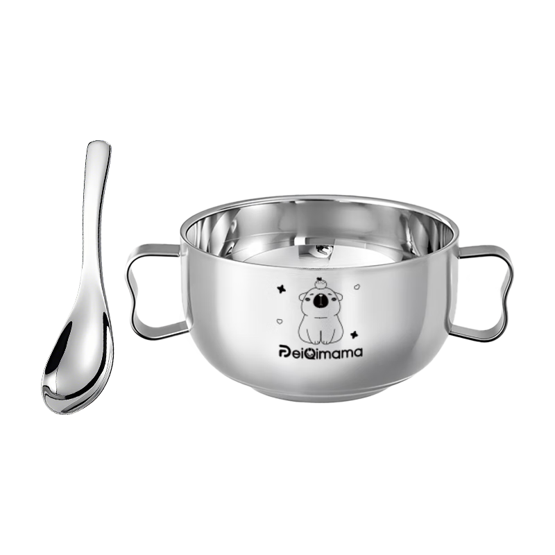 佩奇儿童不锈钢辅食碗儿童316不锈钢吃饭碗3-6-12岁宝宝儿童吃饭餐具