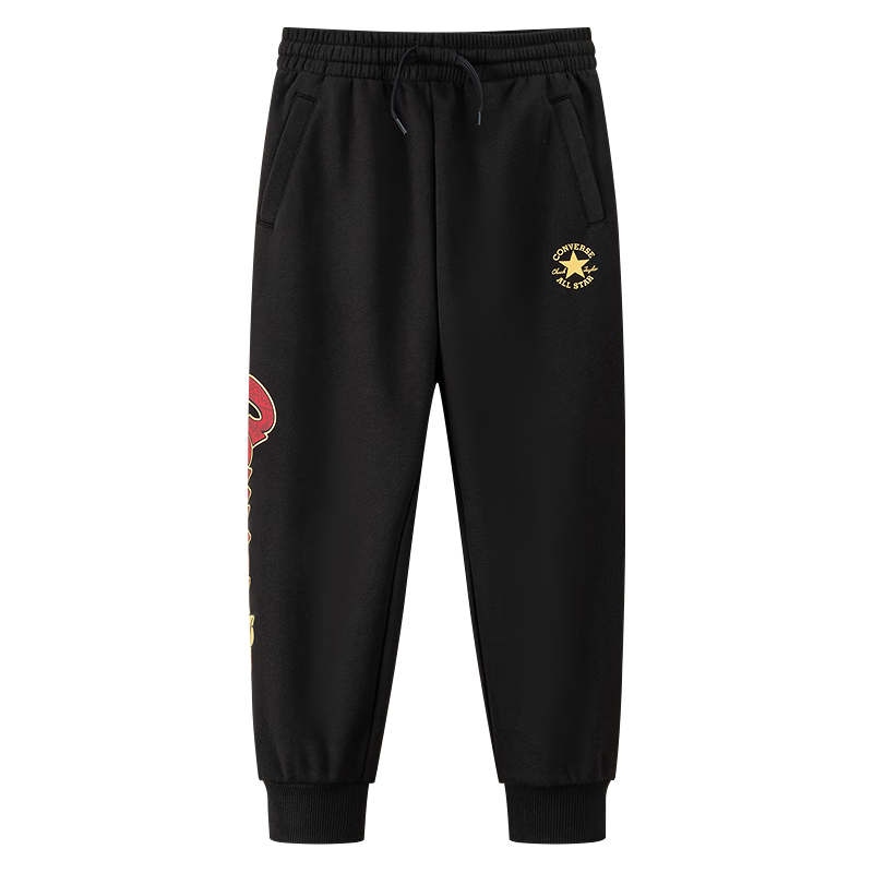 Converse【CNY】匡威儿童长裤男童卫裤26春新年红色拜年裤子儿童加绒裤子 正黑色 110 /50 【身高104-110cm】