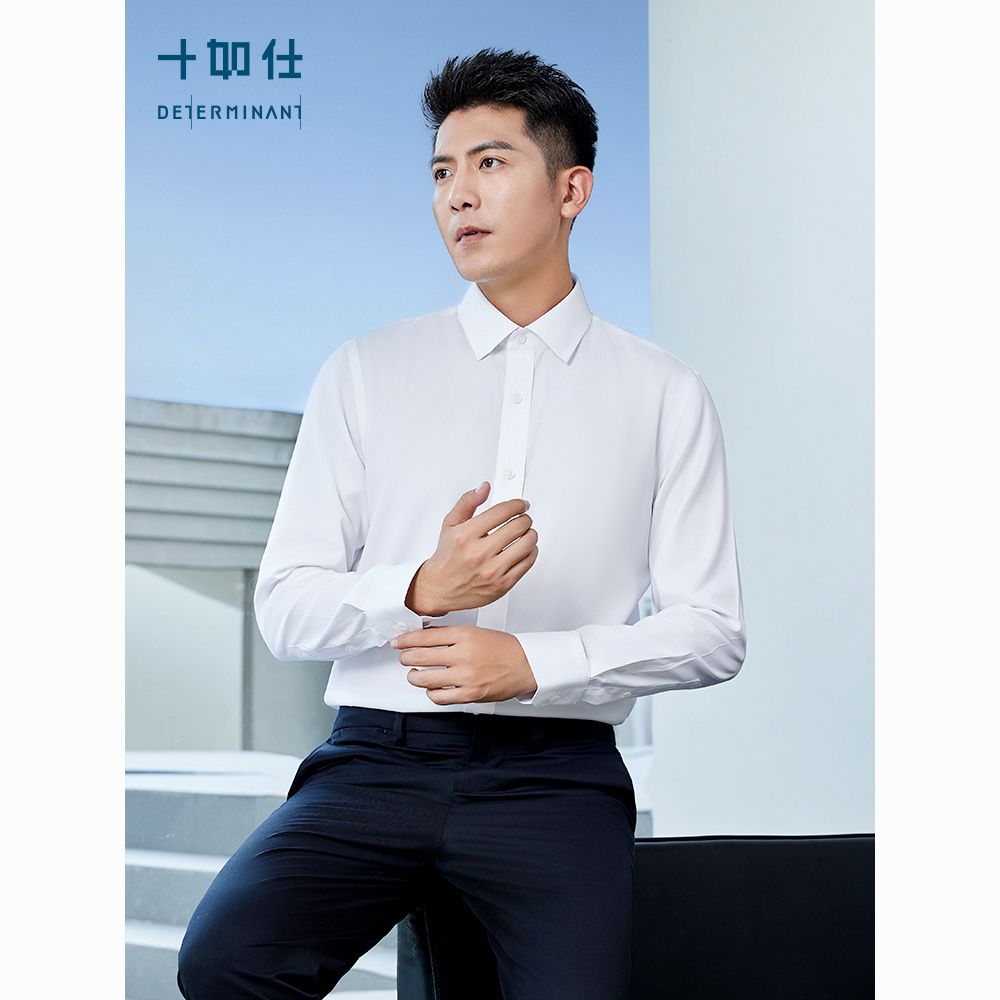 十如仕衬衫男纯棉衬衣免烫抗皱商务通勤正装  201-03