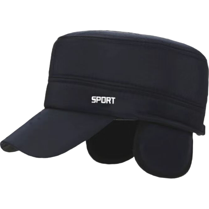 狐狸仙帽子男中老年冬季保暖加绒遮阳帽子户外休闲钓鱼爸爸父亲老人帽子 蓝色【加绒护耳款】 55-60头围