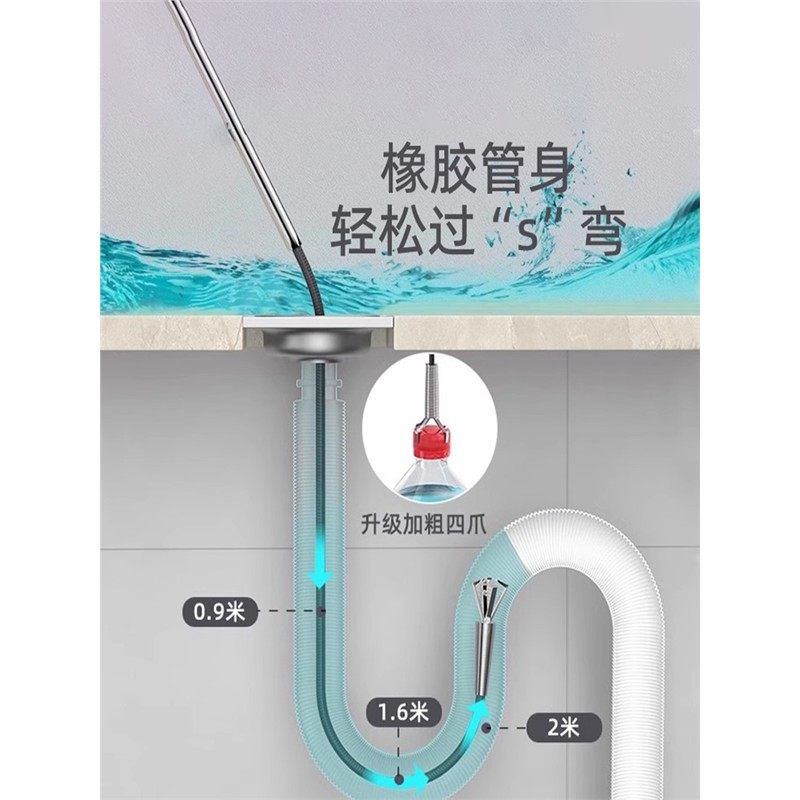 管道疏通夹下水道异物垃圾夹厕所钩子马桶清理工具