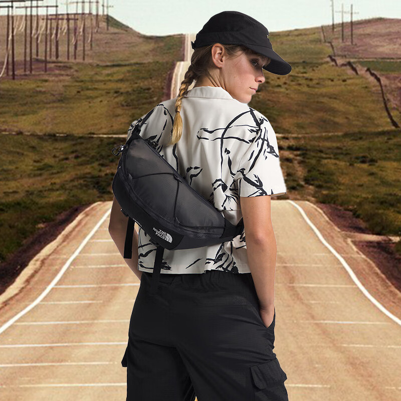 北面TNF北面美版TERRA腰包男女户外骑行斜挎包运动轻便胸包 4JK-灰色/黑色 One size