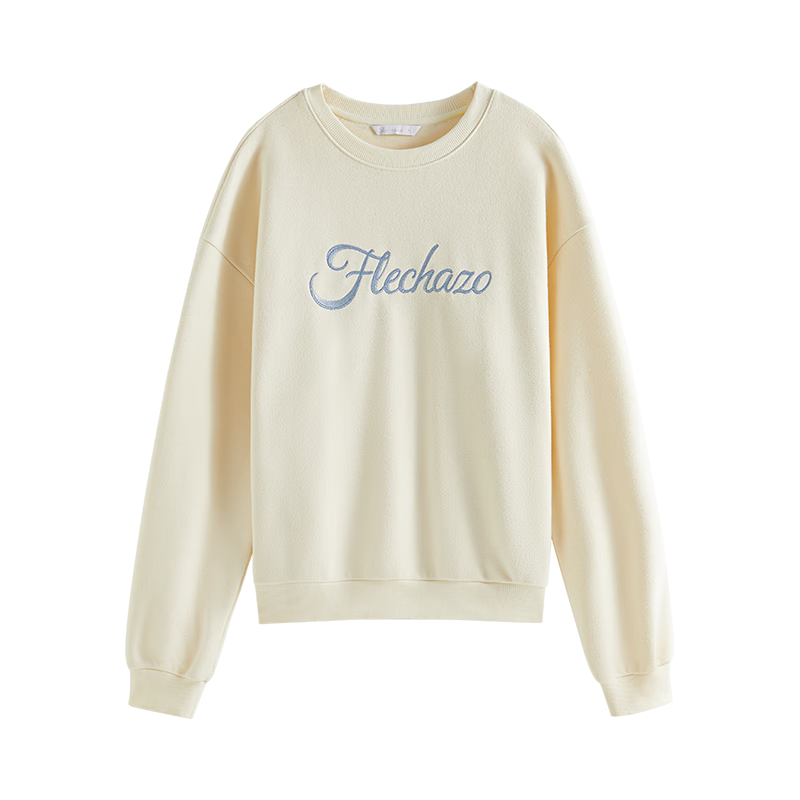 范思蓝恩美式无帽字母刺绣圆领卫衣女秋冬2024宽松上衣14329 藏青 XS