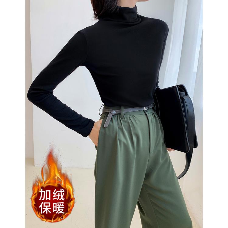 真维斯 秋冬热销加绒保暖高领衫基础款薄绒高弹简约百搭打底衫内搭上衣女