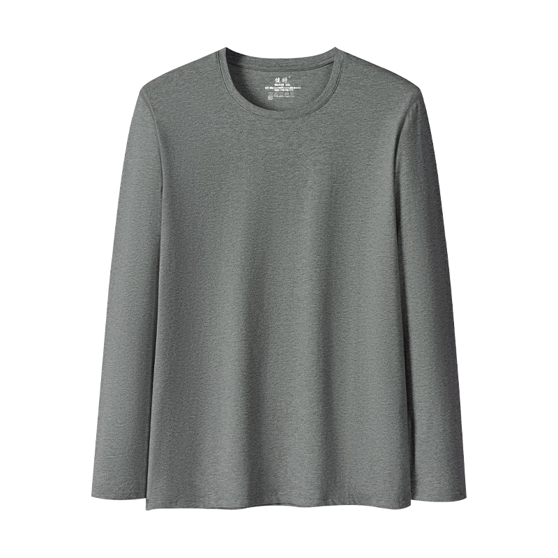 健将保暖内衣男秋衣男士保暖上衣含羊毛内衣天丝自发热内衣冬季单衣 墨灰 4XL 【190-210斤】