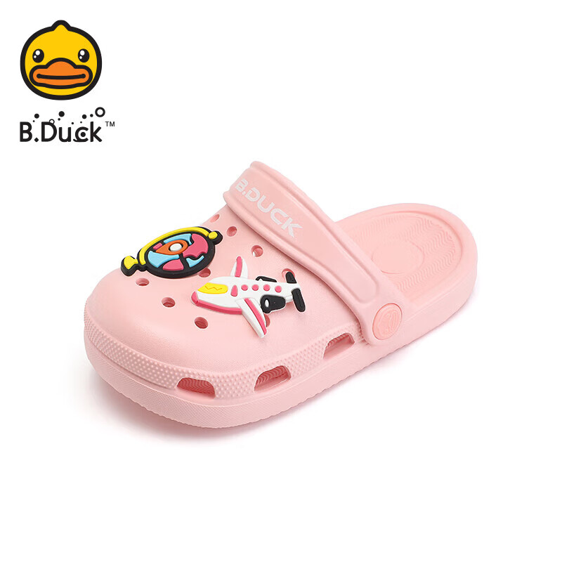 B.Duck【5折】B.Duck童鞋儿童洞洞鞋2025夏季女童凉鞋男童软底沙滩 粉色 30 脚长18.0-18.7cm
