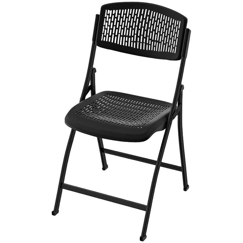SKAAN折叠椅子家用简易餐椅书房塑料靠背座椅舒适电脑办公椅会议培训椅 【1只装】黑色 折叠免安装