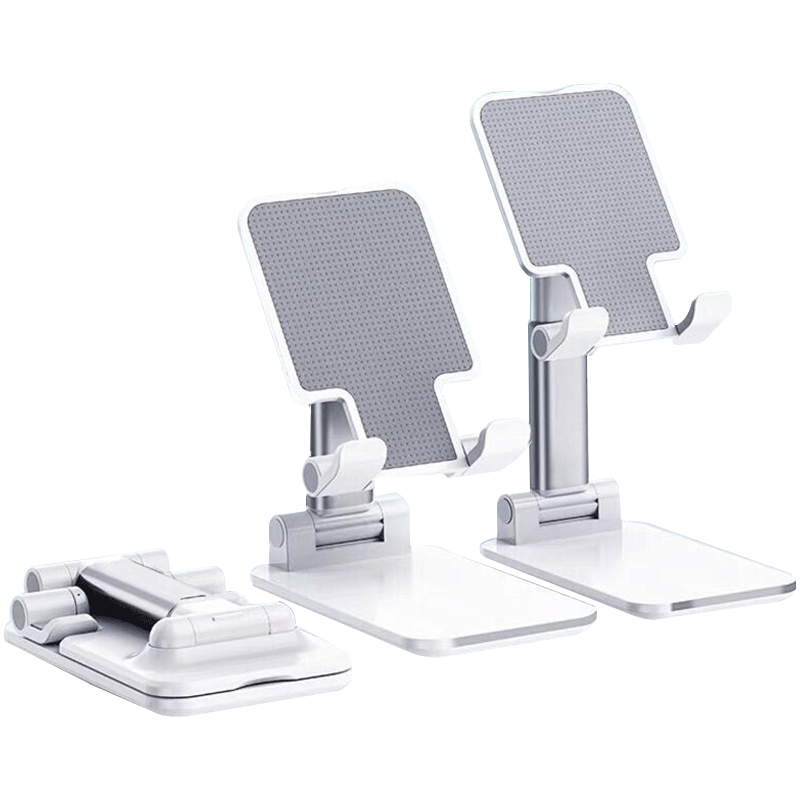 众得利 自由伸缩可折叠手机支架升降桌面床头床上懒人支架多功能可调节高度 折叠可升降【珍珠白.】