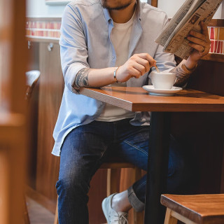 PLUS会员：马登 复古磨毛牛津纺纯棉长袖衬衫 浅灰色