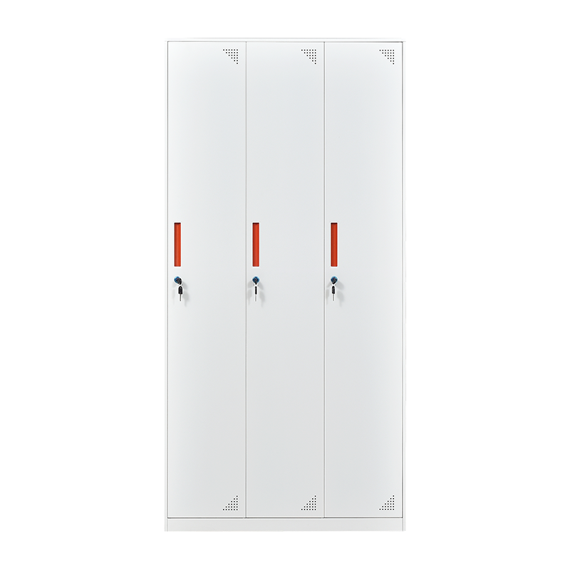 奈高NG办公家具拆装纯白绿色拉手三门更衣柜铁皮柜带锁宿舍柜浴室储物柜员工存包柜cbg-2