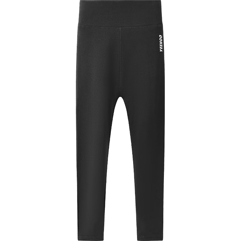 英氏（YEEHOO）儿童裤子女童棉质【裸感透气无痕】打底裤高腰高弹长裤 岩石酷黑【190g】 150