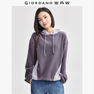 佐丹奴外套女装摇粒绒撞色拼接连帽针织套头卫衣 05324853