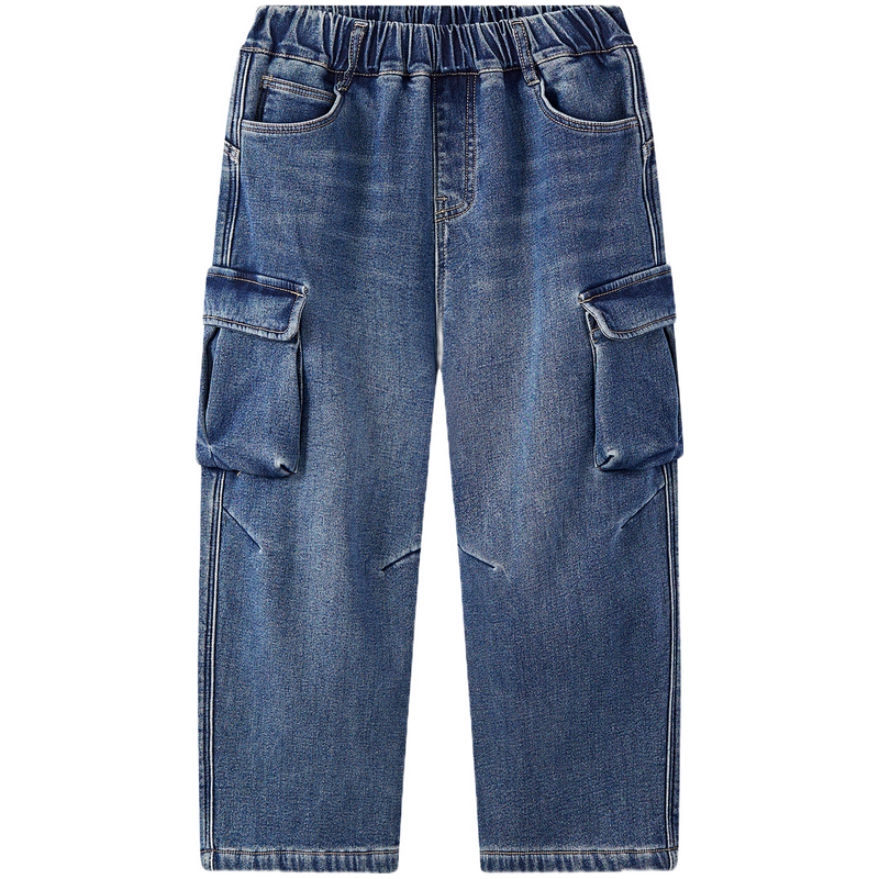 马骑顿【弯刀裤】MQD女童25冬显瘦显高百搭甜酷牛仔裤 中牛仔蓝 1