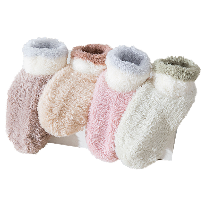 北虞加厚地板袜女秋冬保暖加绒袜子居家睡眠短袜防滑防寒地板袜月子袜