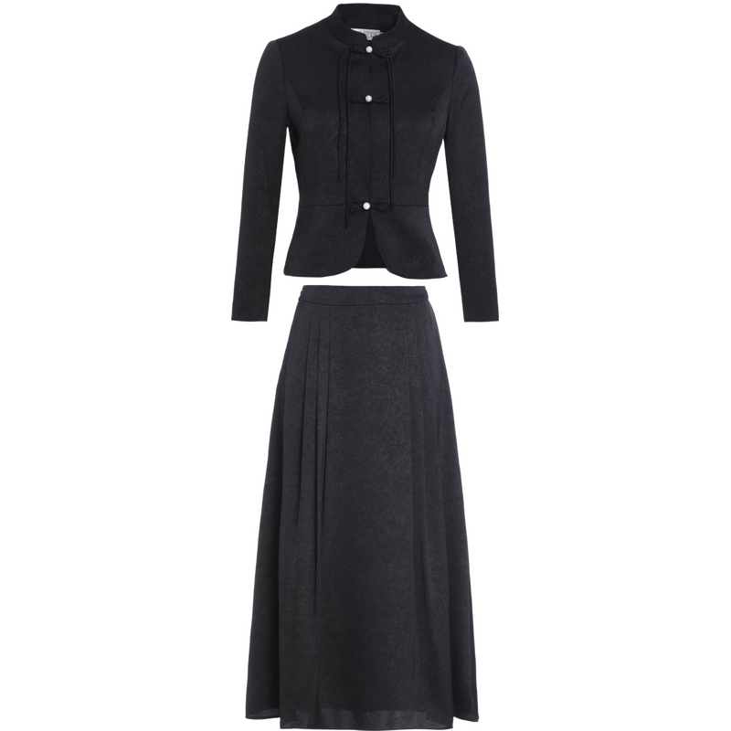 经典故事 新中式国风高级感裙套装女秋季款复古立领设计典雅马面裙