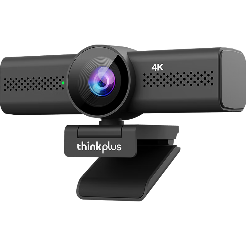 联想thinkplus视频会议摄像头电脑直播网课摄像头4K高清带麦克风自动对焦USB免驱动台式机摄像头WL48A