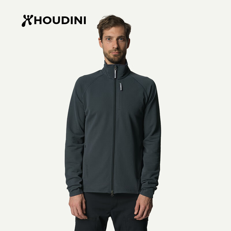 Houdini胡丁尼AeroJacket航天户外26春季新男轻薄立领抓绒衣外套 Big Bang Blue（爆炸蓝、灰蓝） L