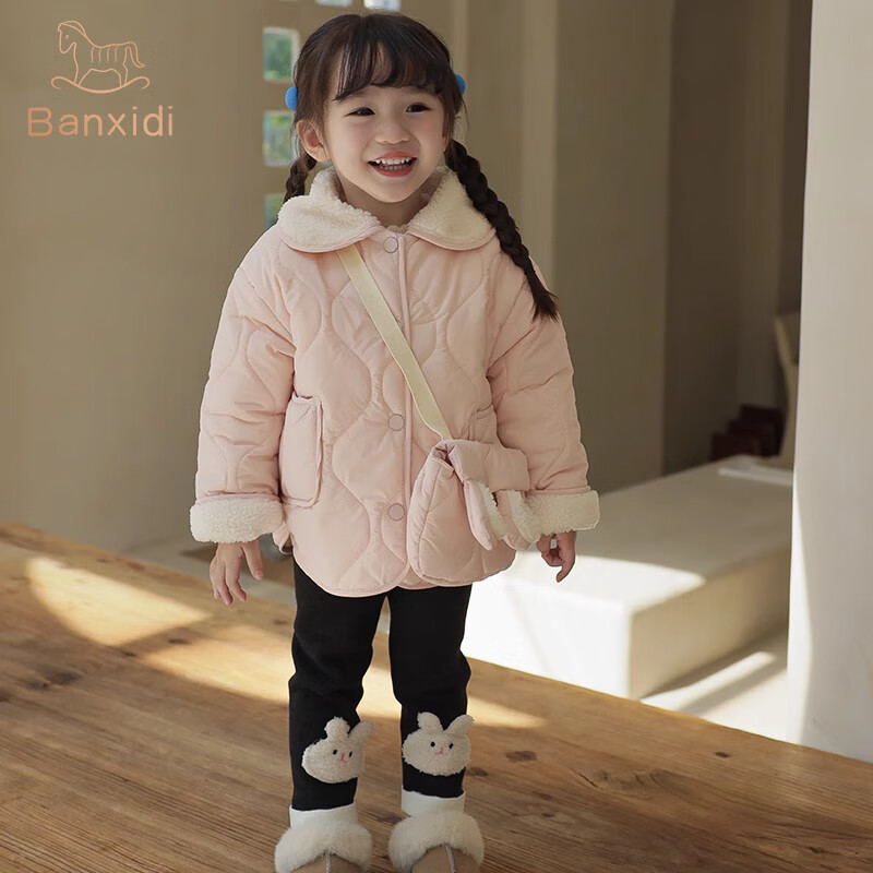 班喜迪女童打底裤秋冬款洋气宝宝加绒裤子冬季夹棉儿童百搭长裤外穿棉裤 加绒米色一体绒 120 cm