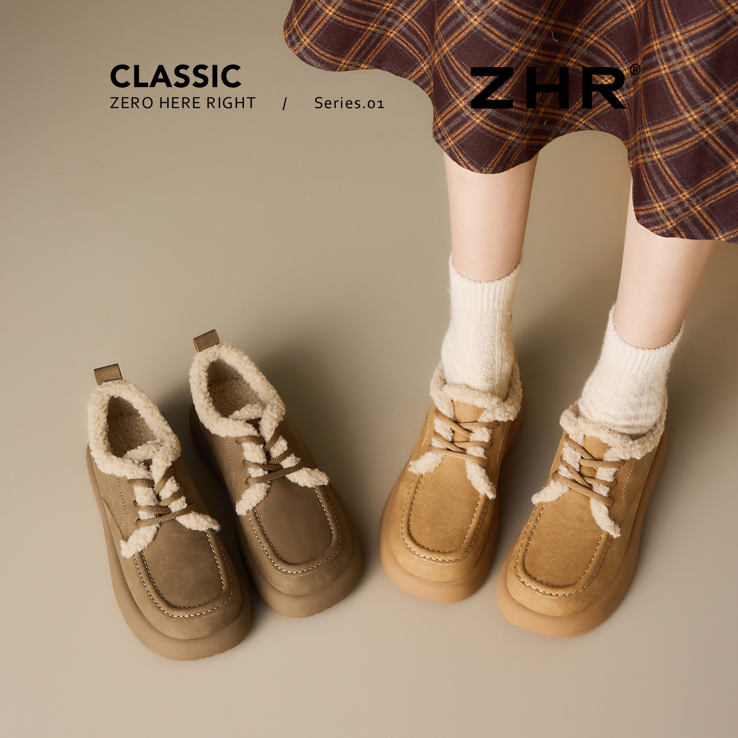 【清仓39元起】ZHR加绒女秋冬保暖毛毛靴短靴