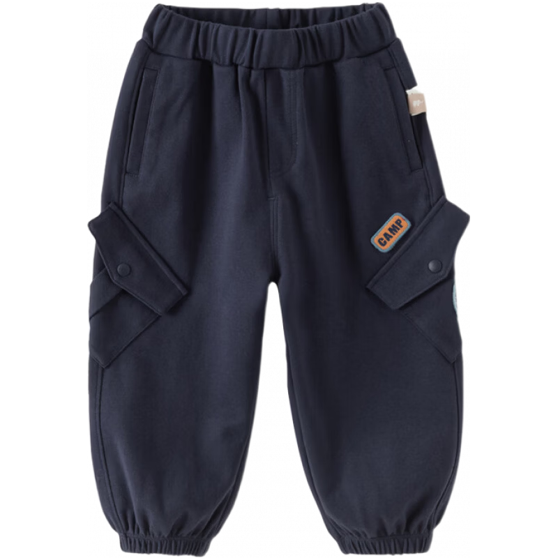 戴维贝拉（DAVE＆BELLA）儿童裤子2026春装男童工装裤男宝宝束脚裤男宝宝休闲长裤童裤 藏青色 73 cm（身高66-73cm）