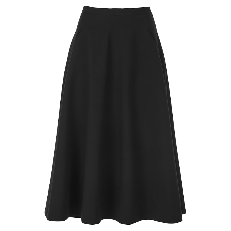 朗姿优雅高端时尚复古伞摆a字半裙半身裙 黑色2. S