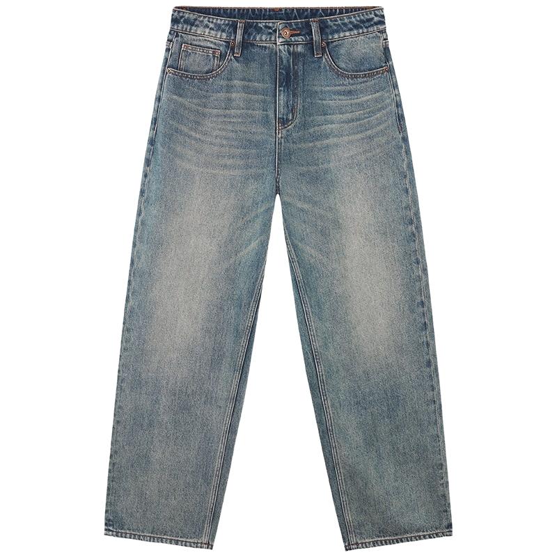 热风男士直筒牛仔裤2025年秋季新款宽松直筒牛仔裤潮流阔腿长裤男