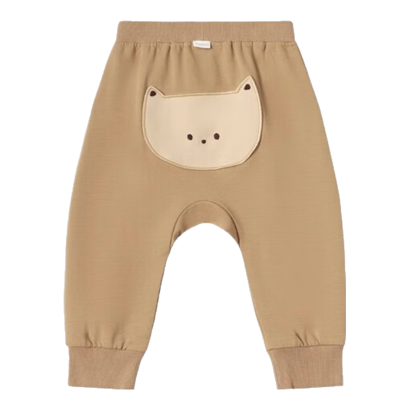尼多熊春季宝宝裤子男女宝弹力大PP裤纯棉婴儿外出长裤 咖色狐狸 80cm