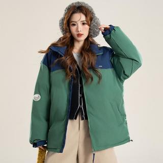真维斯 冬季潮流拼色立领棉服御寒锁温保暖女棉衣户外防风仿丝棉女款外套