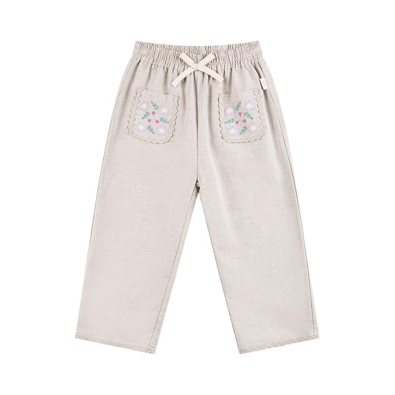 happyology英国儿童口袋裤子绣花女童长裤 卡其色 86cm