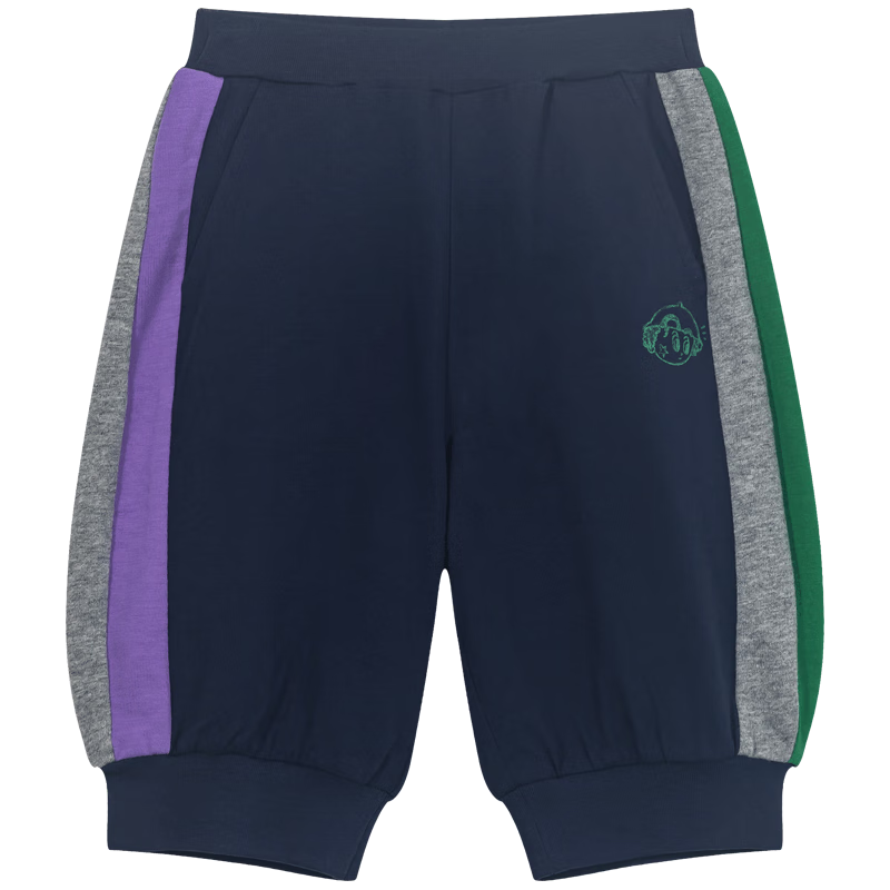 M.Latin/马拉丁童装儿童裤子24夏装男女小童侧缝多色拼接针织中裤 藏青 100cm