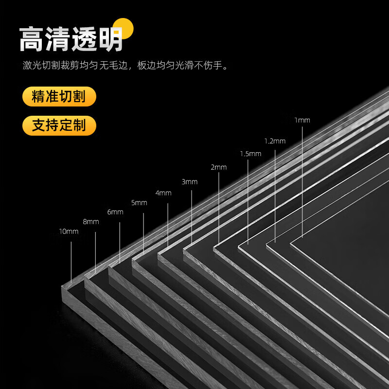 迈恻亦透明PVC板硬塑料片薄板材胶板pc耐力板5mm硬片垫板挡板加工 透明1220mm*2440mm*1mm（1片）