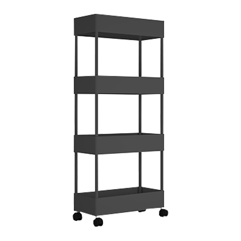 智父阳台置物架多层储物架家用客厅仓库金属带轮收纳整理货架杂物架子 白色三层宽18cm