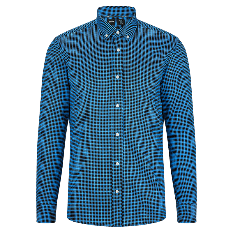 BOSS 男士秋冬商务休闲格纹长袖衬衫复古风休闲衬衫